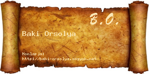Baki Orsolya névjegykártya